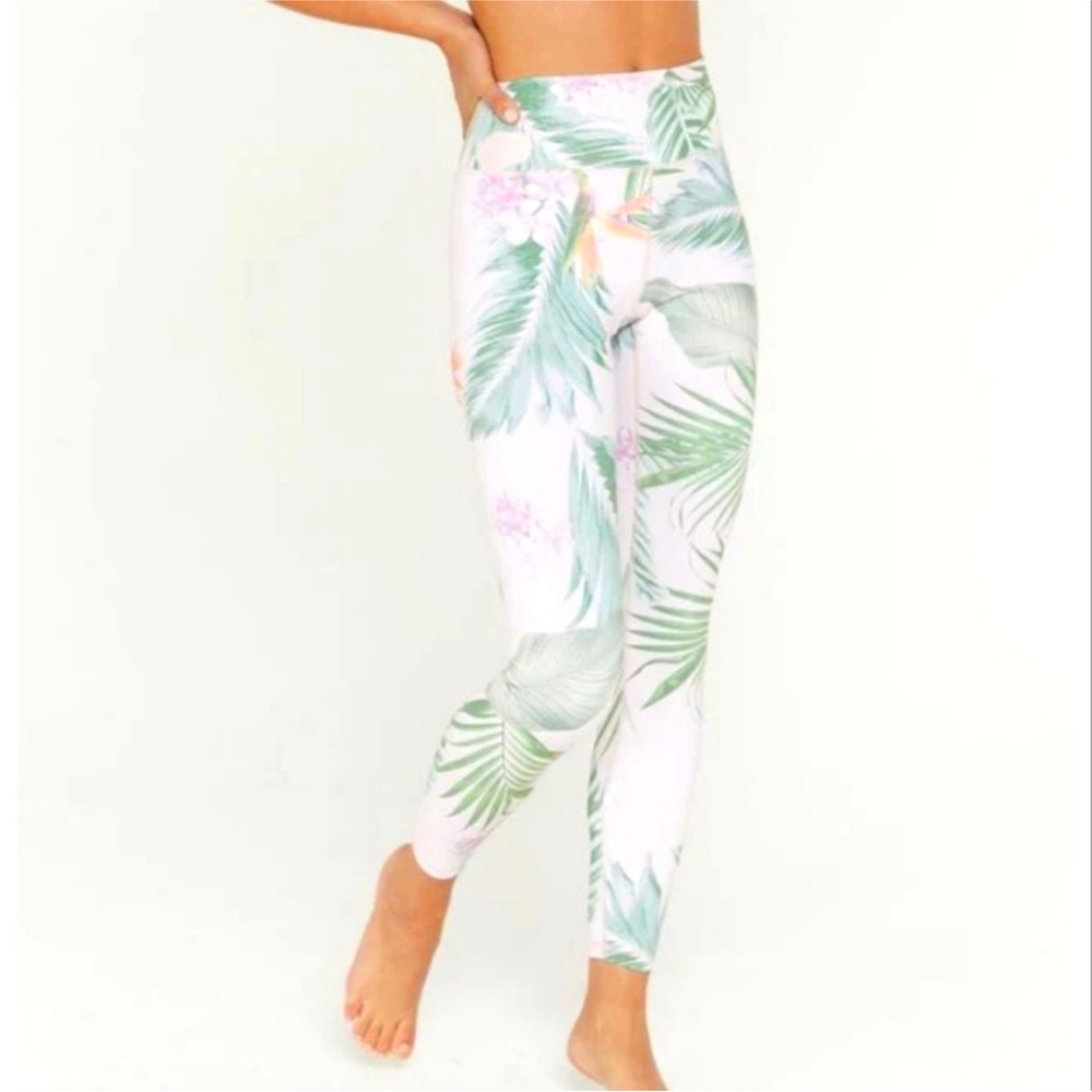 Spiritual Gangster Pink and Green Leggings with High Waist